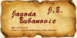 Jagoda Bubanović vizit kartica